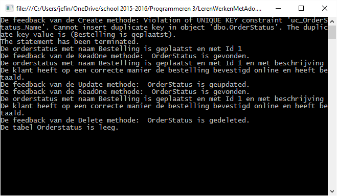 ADO.NET DAL klasse testen